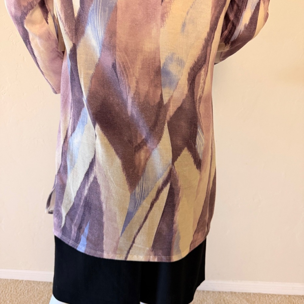 NWT Chico's Women's Abstract Print Tunic Top Purple Blue 3/4 Sleeve Size 0 - Picture 9 of 15